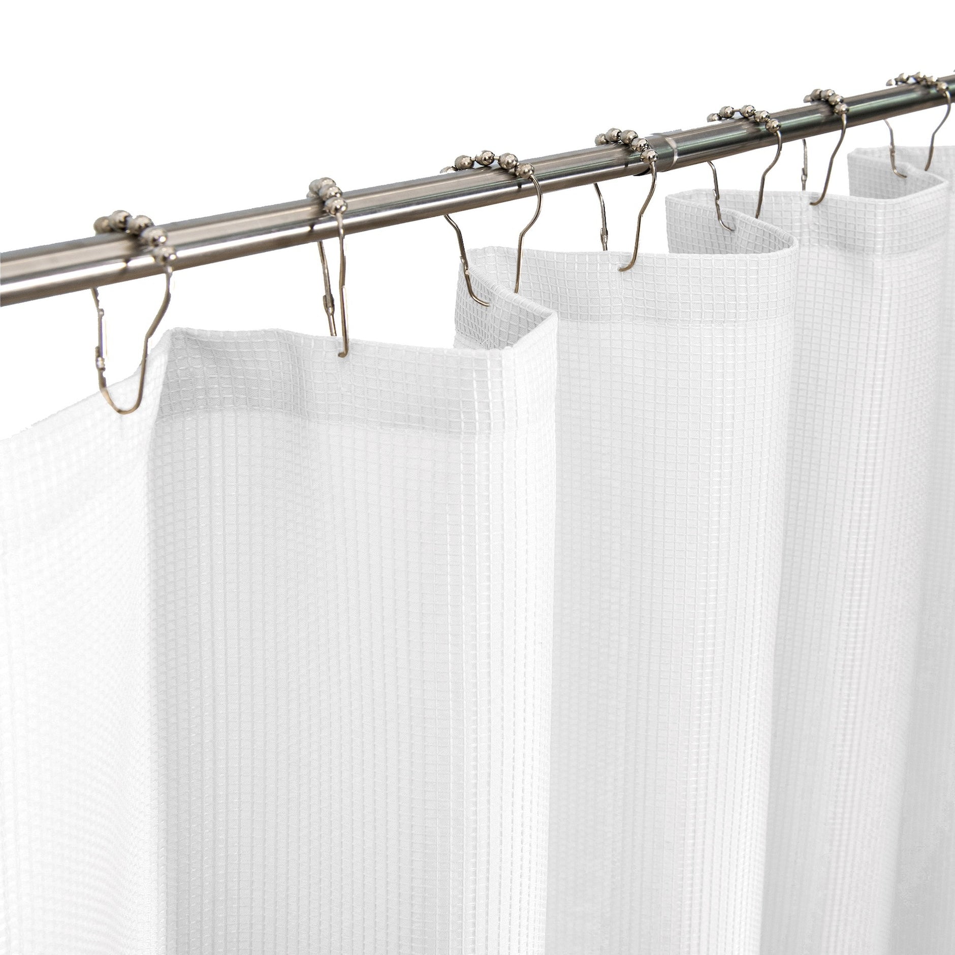 Dainty Home Waffle Weave Textured Fabric Shower Curtain, 70” x 72", White