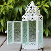 Moroccan Candle Lantern Decorative Set of 3 for Floor, Ramadan Decorations, Indoor Home Decor, Outdoor Patio or Porch, Weddings, White