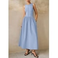 thumbnail image 3 of Vestido PRETTYGARDEN 2025 Verano Maxi Sin Mangas Azul Claro Talla L, 3 of 8