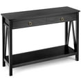 thumbnail image 1 of Costway Table Console avec Étagère de Rangement Table de Canapé Moderne avec Tiroir Entrée Couloir Noir, 1 of 10