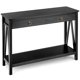 thumbnail image 1 of Costway Mesa Consola con Cajón y un Estante Abierto, Mesa Auxiliar Moderna, Mesa de Aperitivos Multifuncional, Mesa de Entrada para la Sala de Estar, Dormitorio y Pasillo, Cerezo / Negro, 1 of 4