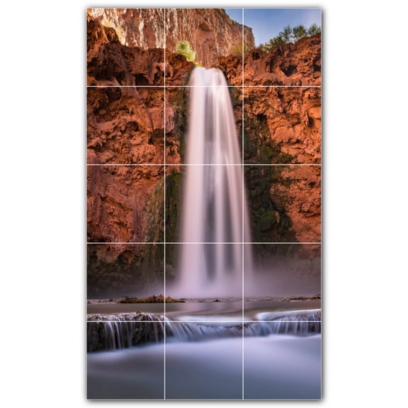 Picture-Tiles.com: Waterfalls Ceramic Tile Wall Mural WAL501145-35XL. 36"W x 60"H using (15) 12" x 12" Ceramic Tiles-Satin Finish