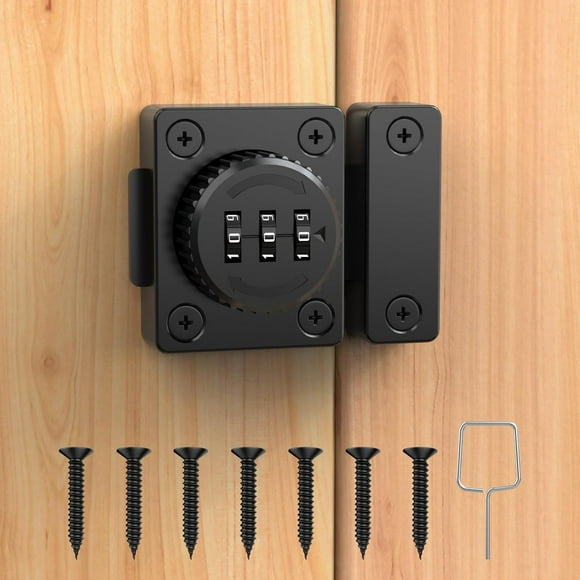 Qucyy Combination Cabinet Latch, Keyless Drawer Lock, Easy to Install, Suitable for Kitchen Cabinet, Office Drawer, Wooden Furniture, One-Way Door, Etc (Black, 1 Pack) Black 1 Pack
