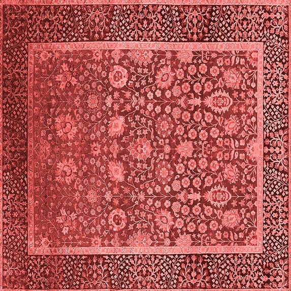 Ahgly Company Indoor Square Oriental Red Industrial Area Rugs, 4' Square