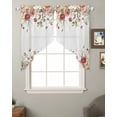 thumbnail image 2 of Pink Floral Swag Valances for Windows, Spring Pastoral Botanical Wildflowers Leaves Rod Pocket Sheer Valances for Windows, Swag Toppers Light Filtering for Kitchen Living Room 2 Panels 36''x45'', 2 of 6