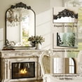 thumbnail image 4 of Easy4Home 24"x38" Arched Baroque Style Bathroom Mirror Vintage Decorative Wall Mirror, Black, 4 of 7