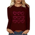 thumbnail image 3 of Bxsruta Blouse for Women, Women's Casual Printed Round Neck Long Sleeved Top, Red A 2XL, 3 of 5