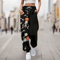 thumbnail image 2 of Xmyrz Halloween Casual Pants For Women Print Athleisure Relaxation Stretch Bat Cartoon Winter Lace Up Sweatpants Lounge Pants Casual Trouser, 2 of 4