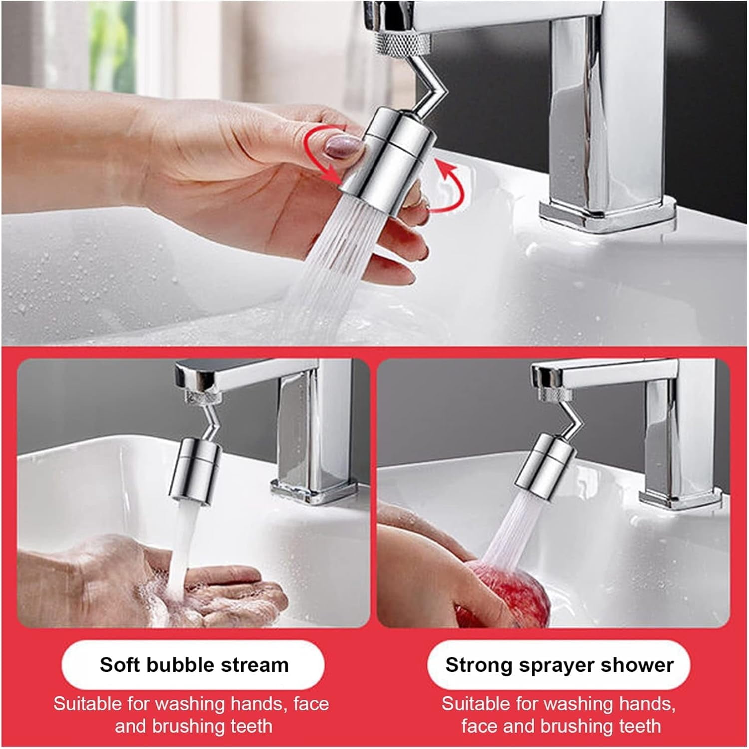 Splash Faucet Kitchen Faucet Bubbler Aerator Tap Nozzle 720-Degree Rotating Water Filter Nozzle Water Tap Sprayer