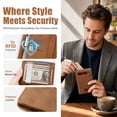 thumbnail image 6 of KUEON Slim Wallet for Men, Genuine Leather RFID Blocking Card Holder with Money Clip, 4x3x0.6 in,Brown, 6 of 10