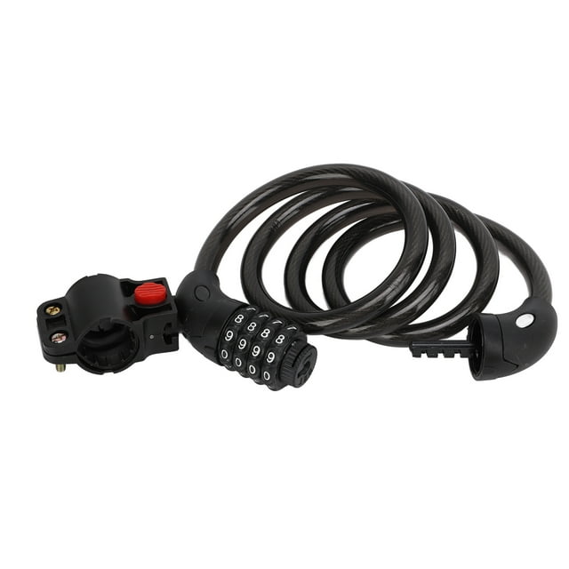 Candado de bicicleta antirrobo, candado de tira de bicicleta negro con alambre de Metal codificado de 4 dígitos para seguridad Universal de bicicletas