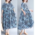 thumbnail image 4 of Vestido suelto de mujer Estampado floral Tallas grandes con bolsillos Mangas cortas Cuello redo CACAGOO Vestido, 4 of 7