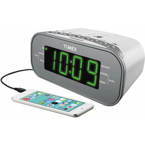 Timex Dual Alarm Clock AM/FM Radio, White - Walmart.com