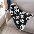 thumbnail image 4 of Fun Black and White Soccer Sports Ball Throw Blanket Soft Bed Bedding Warm Cozy Plush Flannel Fleece Blankets Gifts for Kids Boys Teens, Sofa Couch Bedroom Home Decor, 50"x40", 4 of 6