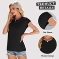 thumbnail image 3 of TEMOFON Womens Cap Sleeve Tops Plain Pleated T-shirts Casual Loose Tank Top Solid Color Basic T-shirts, 3 of 6
