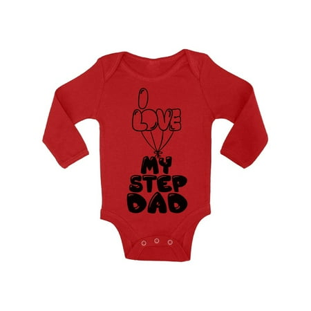 Awkward Styles I Love my Step Father Baby Bodysuit Long Sleeve Cute Baby One Piece I Love my Daddy Baby Bodysuit Best Father Ever Bodysuit Long Sleeve Cute Gifts for Step Parents Babies