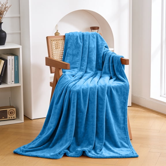 IR Imperial Rooms Fleece Bed Throw Blanket, Plush, Travel and Couch Fuzzy, Cozy Washable Ultrasoft Throw Size Light Blue