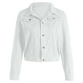 thumbnail image 5 of Juebong Womens Short Denim Jacket Casual Basic Long Sleeve Button Down Jean Jackets Distressed Cropped Fall Coats Outwear White,XXXL, 5 of 6