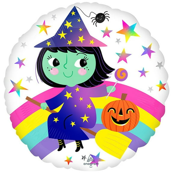 17 inch Rainbow Witch Foil Mylar Balloon - Party Supplies Decorations