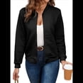 thumbnail image 1 of Chaqueta Informal Holgada de Cuadros Pequeños para Mujer, de Color Liso, Tendencia Otoñal, con Cremallera, Larga y Cuello Redondo. Negro L, 1 of 8