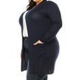 thumbnail image 3 of Women's Plus Size Casual Long Sleeves Loose Fit Side Pockets Solid Cardigan, 3 of 5