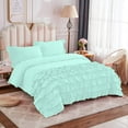 thumbnail image 2 of DNG Creations 5 Piece Vintage Ruffle Duvet Cover 100% Egyptian Cotton, 800 Threads Count - With Zipper & Corner Ties ( Full/Queen - Solid Auqa Blue ), 2 of 7