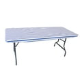thumbnail image 2 of Waverly Inspirations Elastic Fitted Vinyl Table Cover With Flannel Backing, 6Ft Table, 72" x 30", White/Blue Stripe, 2 PK, 2 of 6