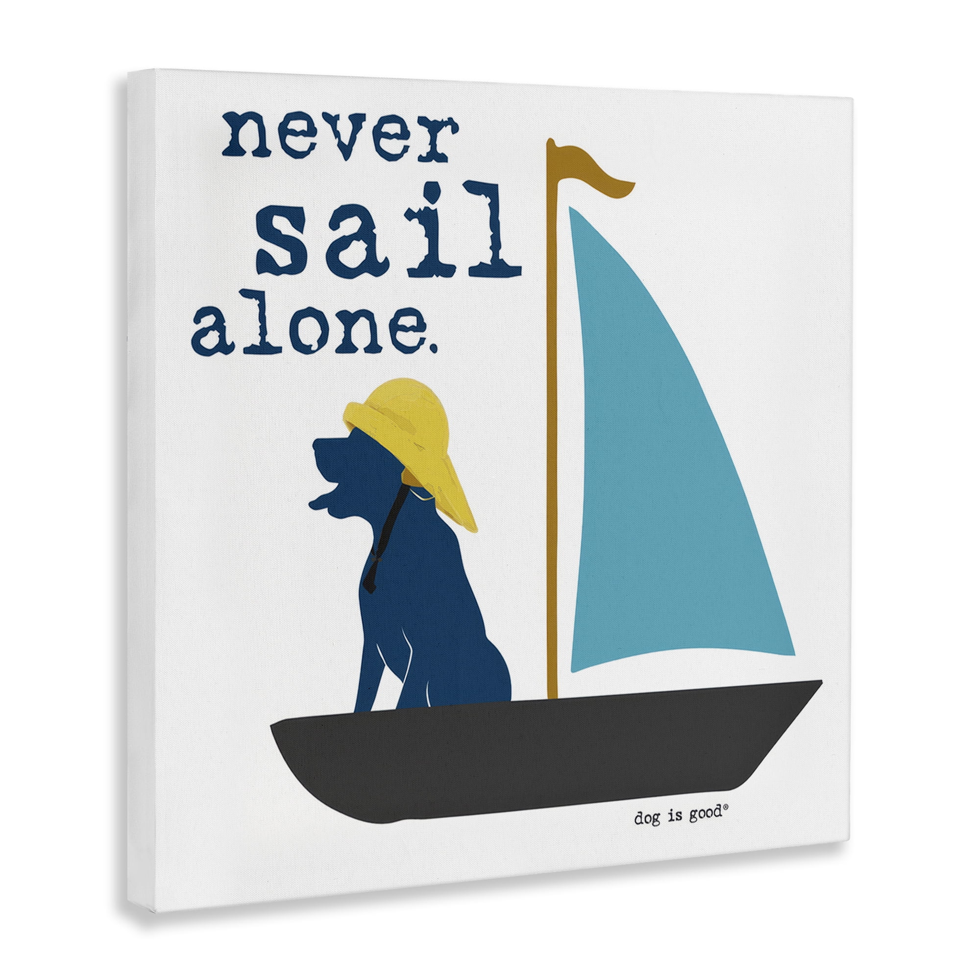 Stupell Industries Never Sail Alone Dog Animals Painting Wrapped Canvas Art Print Wall Art, 17 x 17