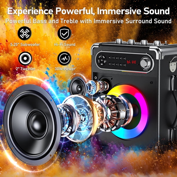 JYX Karaoke Machine, Bluetooth Speaker with 2 Microphones, Speaker