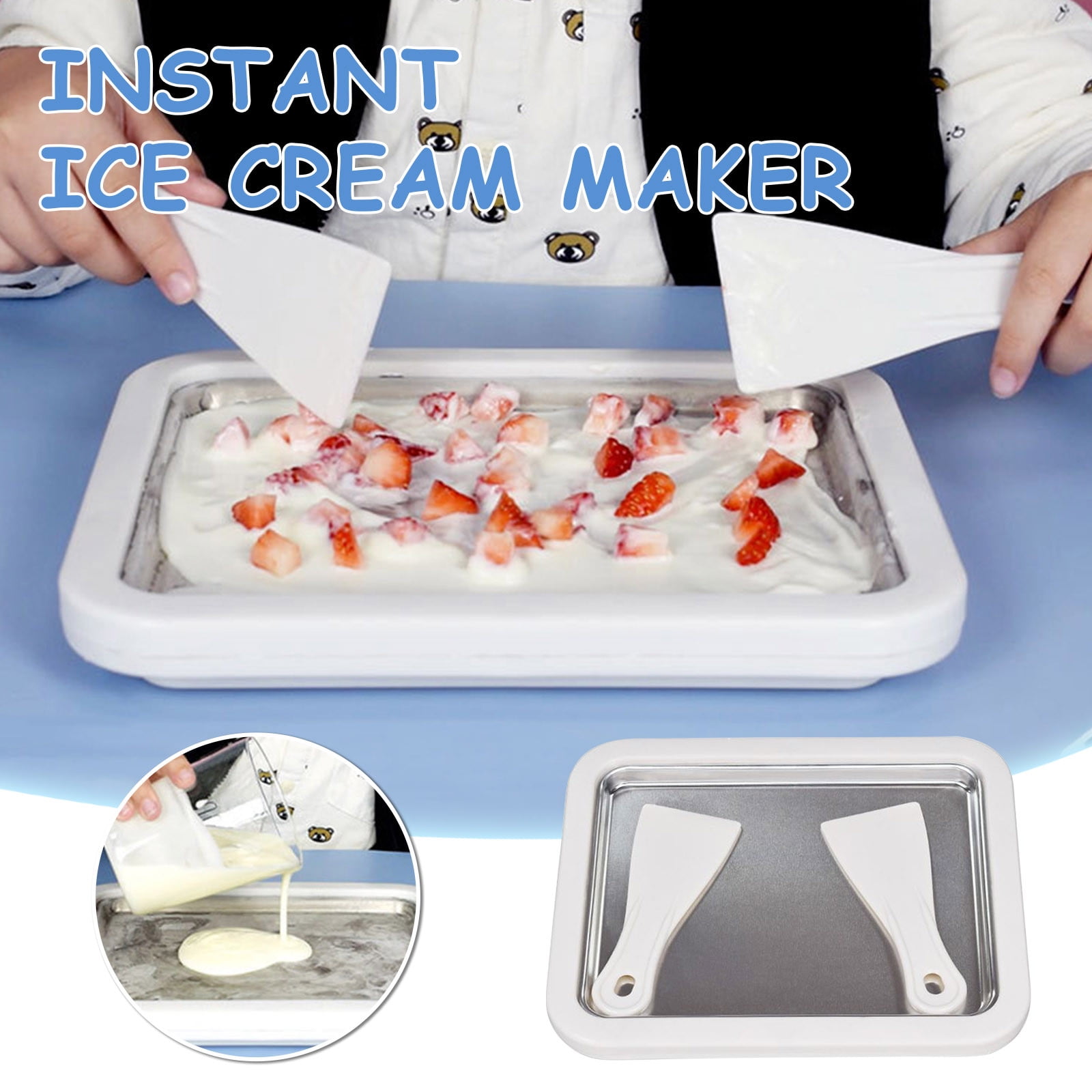 Kitchen Supplies Clearance Instant Ice Cream Maker Household Small Ice Tray  Children'S Homemade Ice Machine Mini Smoothie Ice Cream Machine With  Scrapers White One Size