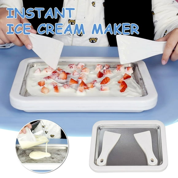 LSLJS Instant Ice Cream Maker Household Small Ice Tray Children's Homemade Ice Machine Ice Cream Machine with 2 Scrapers, Ice Cream Roll on Clearance