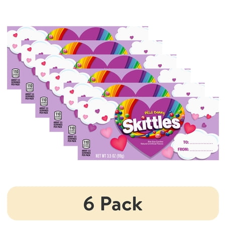 (6 pack) Skittles Wild Berry Chewy Candy Valentines Candy Box - 3.5 oz