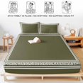 thumbnail image 5 of King Size Fitted Sheet Set - Forest Green Geometric 3 Piece Bedding Sets 16" Deep Pocket Fitted Sheet with 2 Pillowcases, White Greek Key Design Abstract Modern Art Brushed Microfiber Bed Sheets, 5 of 9