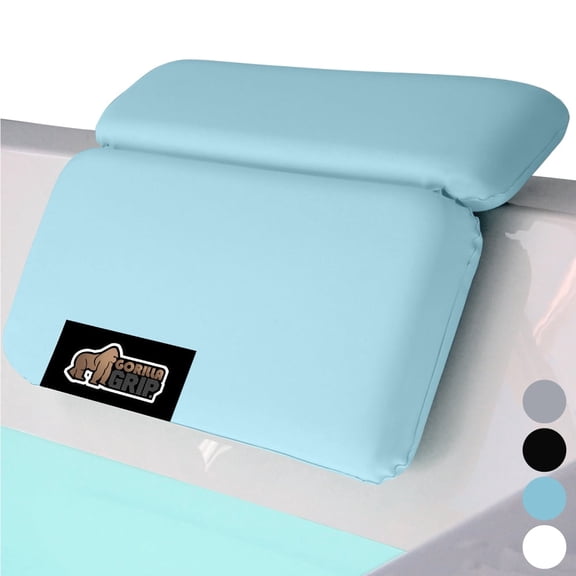 GORILLA GRIP Bath Pillows for Tub, Waterproof Bathtub Pillows, Cushioned Headrest, 2 Panel, Spa Blue