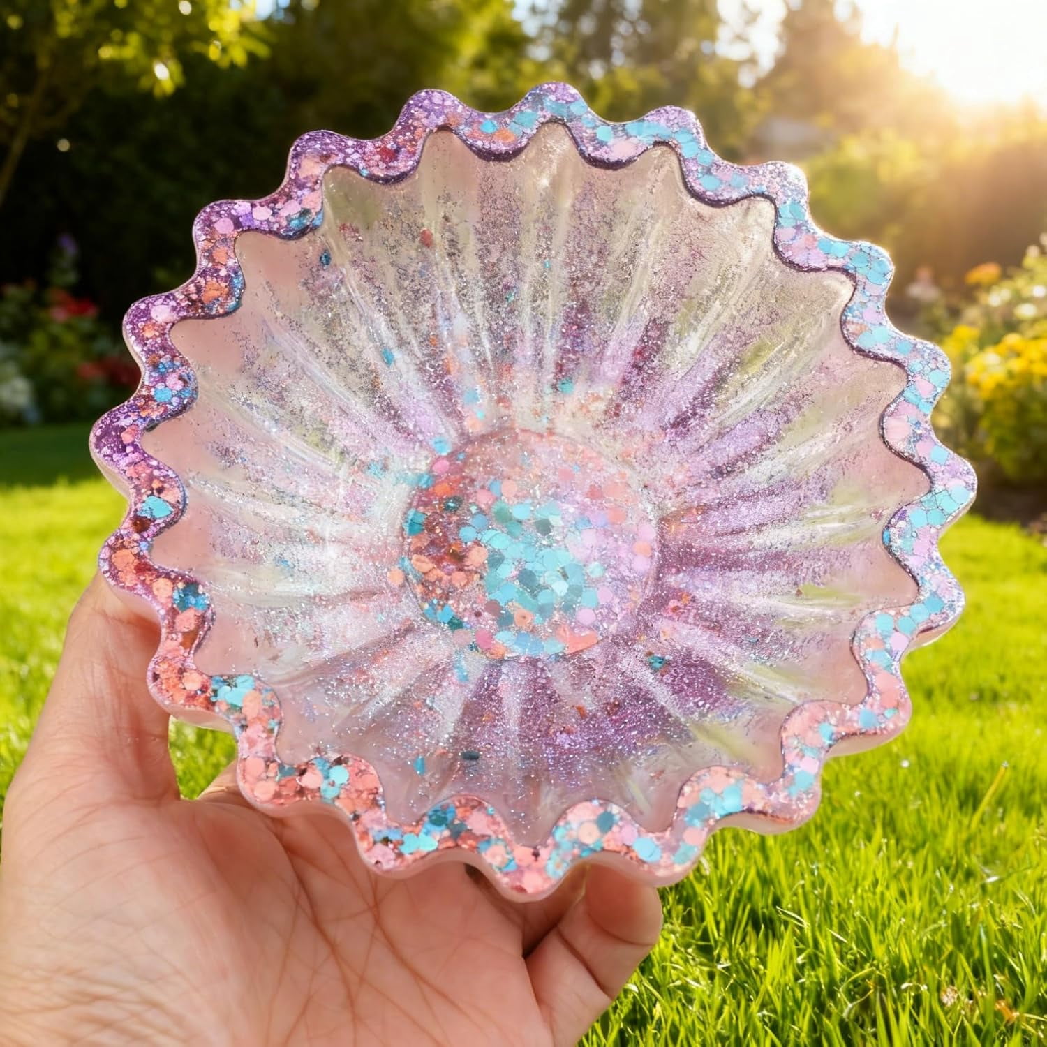 ABCISI 2 Pcs Flower Shaped Bowl Resin Mold, Flower Tray Silicone Molds for Resin, Candle Vessel Silicone Mold, Epoxy Molds for DIY Jewelry Trinket Container Candle Holder