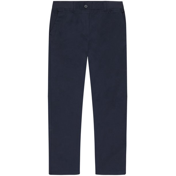 Nautica - Pantalón Escolar para niñas, Cintura Alta, Cintura elástica con Cierre de botón, Material de Sarga, Azul Marino/Cintura Alta, 12