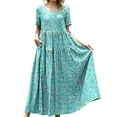 thumbnail image 1 of Bellella Robes Maxi pour Femmes Col Rond Longue Robe Imprimé Floral Robe d'Été Aguichant Manches Courtes Image de Vacances Couleur 19 S, 1 of 3