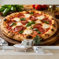 Pepperoni Pizza Italian Wallpaper Fresh Basil food photography Peel and ...