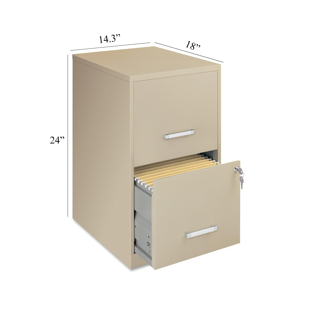 Space Solutions 2 Drawers Vertical Steel Lockable Filing Cabinet, Putty - image 3 of 3