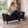 thumbnail image 3 of Howcool 51.5" Corduroy Storage Ottoman Bench, Upholstered End of Bed Bench for Bedroom Living Room Entryway Window Seat（Black）, 3 of 6