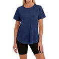 thumbnail image 6 of Quick-Dry Athletic T-Shirt for Women - Lightweight Short Sleeve Crew Neck Top, Moisture-Wicking Workout & Running Shirt Dark Blue XXL, 6 of 7