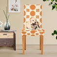 thumbnail image 4 of Yayeee 4 Pack Dining Chair Covers Stretch Parson Chairs Slipcovers Seat Protector, Orange Geometric Pattern, 4 of 6