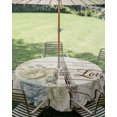 thumbnail image 2 of Outdoor Tablecloth with Umbrella Hole Zipper Vintage Eiffel Tower Round Tablecloth 54" Waterproof Table Cloth Retro Love Floral Plants Farmhouse Wooden Patio Table Cover Tablecloths for Picnic, 2 of 8