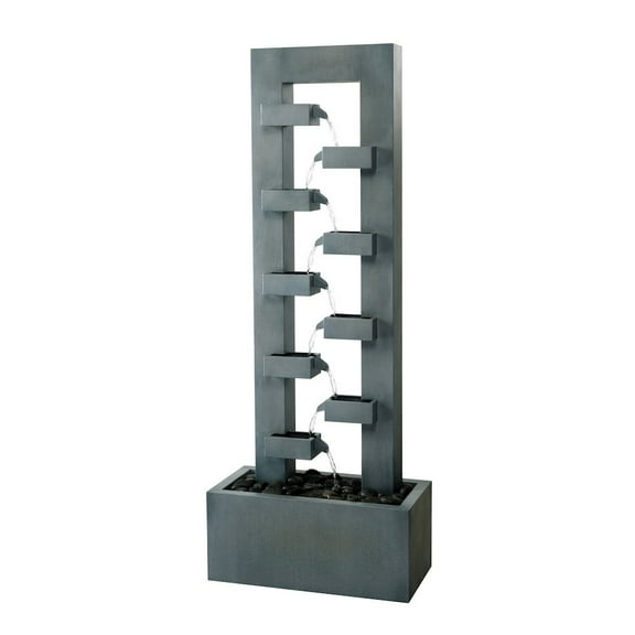 Hi-Line Gift Ltd. Metal Fountain with Dusty Blue Finish