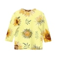 thumbnail image 4 of CCRFTGI Cute Shirts for Kids Girls Size 6 3/4 Sleeve Sunflower Graphic Printed Girls Fashion Tee Tops Summer Trendy Soft Lightweight Crew Neck Shirts Fluorescence Yellow 11-12 Years, 4 of 4