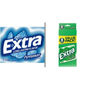 Extra Peppermint Sugar Free Gum 15 pc & Extra Spearmint Sugar Free Gum Value Pack 8 pk 120 pc