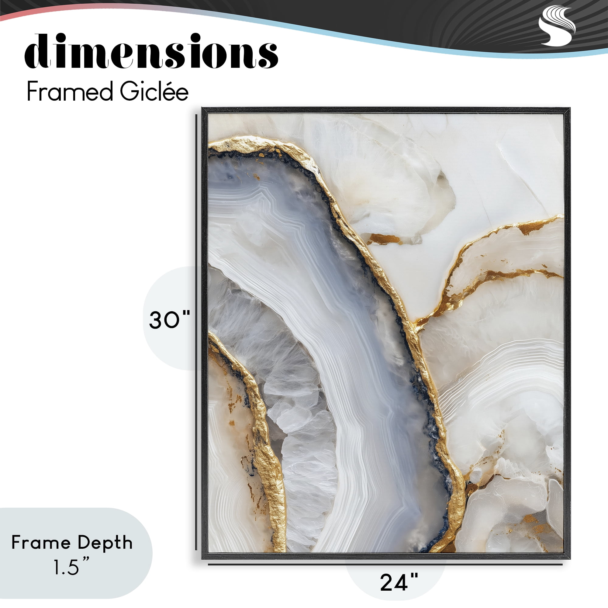 Stupell Industries Golden Marble Flow Black Framed Giclee Art, design by Svetlana Aleynikova