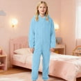thumbnail image 4 of Ticikt Girls Boys Onesie One Piece Zip Up Hooded Soft Fleece Warm Winter Jumpsuit Comfortable for Unisex,Color:Light Blue,4-5 Years, 4 of 6