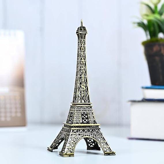 Eiffel Tower Showpiece – 15cm Metal Paris Replica for Home Décor, Elegant Decorative Statue for Living Room, Office, Bedroom for Travelers, Souvenir Collectors, & Housewarming