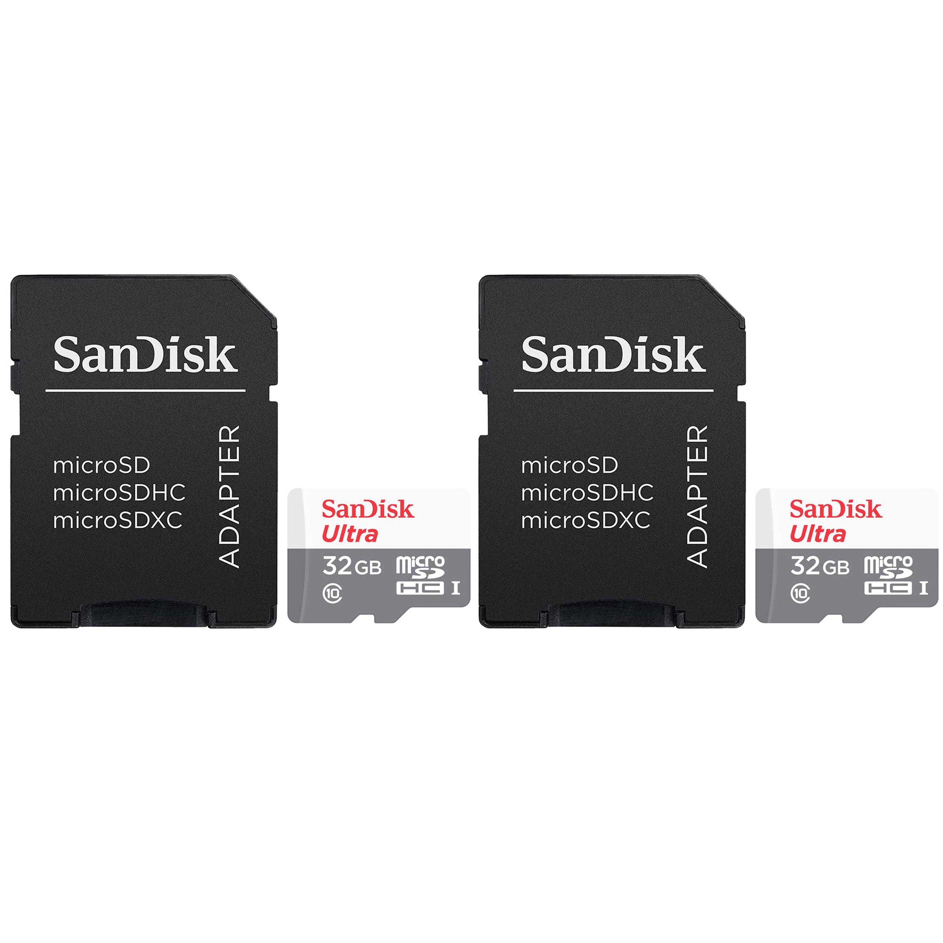 2 Packs SanDisk 32GB Ultra UHSI microSDHC Memory Card with SD Adapter